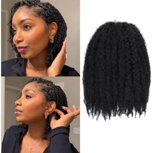 14 pouces Marley Twist Cheveux tressés 8 Packs Noir Afro Twist Marley Cheveux tressés pour de fausses boucles Crochet Cheveux synthétiques Extension de cheveux (#1B)(#1B)