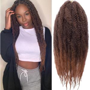 14 pouces Marley Twist Cheveux tressés 8 Packs Noir Afro Twist Marley Cheveux tressés pour de fausses boucles Crochet Cheveux synthétiques Extension de cheveux (#1B)(#T30)