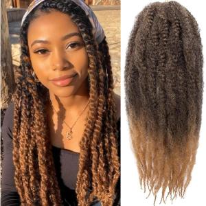 14 pouces Marley Twist Cheveux tressés 8 Packs Noir Afro Twist Marley Cheveux tressés pour de fausses boucles Crochet Cheveux synthétiques Extension de cheveux (#1B)(#T27)