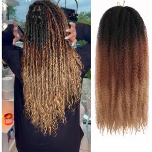 14 pouces Marley Twist Cheveux tressés 8 Packs Noir Afro Twist Marley Cheveux tressés pour de fausses boucles Crochet Cheveux synthétiques Extension de cheveux (#1B)(#1B/30/27)