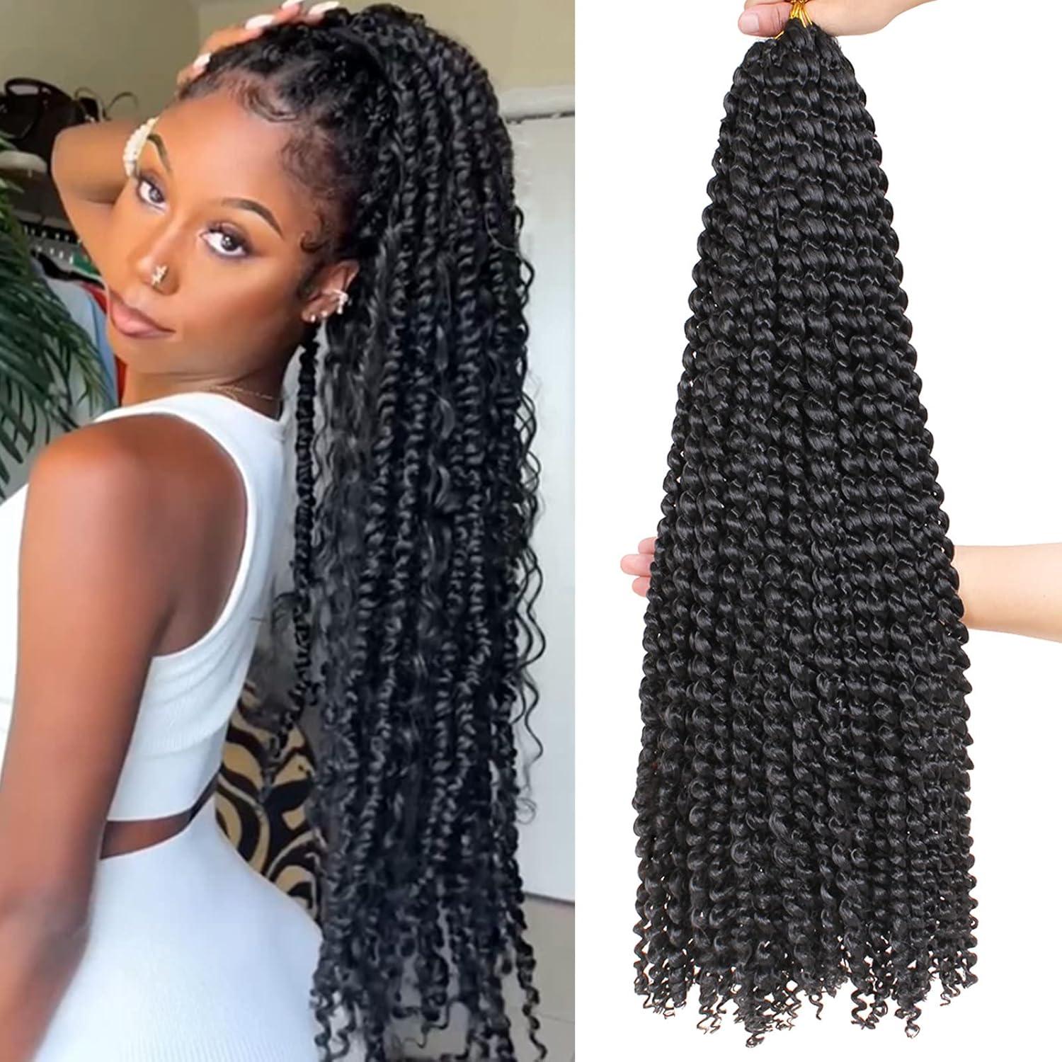 image:imageLeeven 30 Pouces Passion Twist Crochet Braids Hair for Butterfly Faux Locs 7 Packs Long Water Wave Crochet Hair Passion Twists Braiding Hair Bohemian Braids Hair Extensions 1B1B
