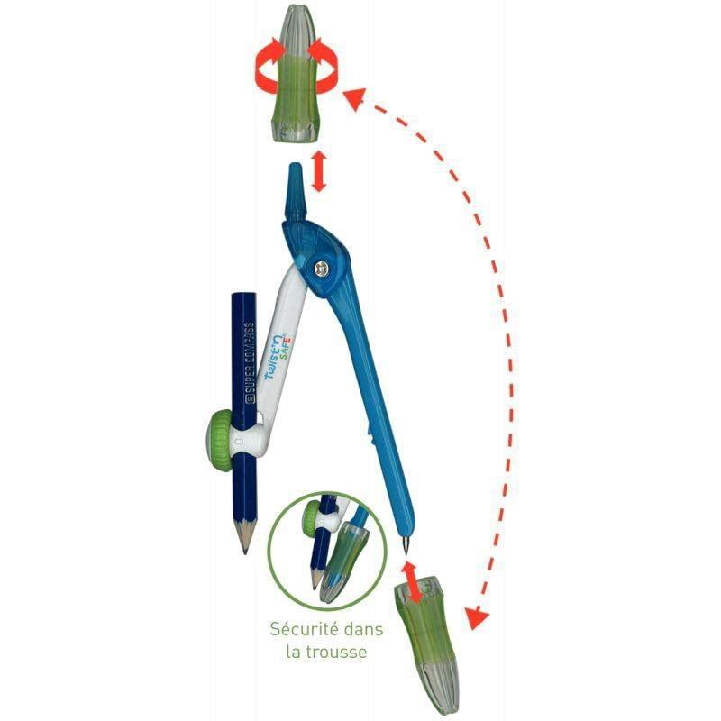 image:imageWONDAY Compas mtal pour enfants TWISTn SAFE Bleu Avec Scurit pointe et maniabilit accrue