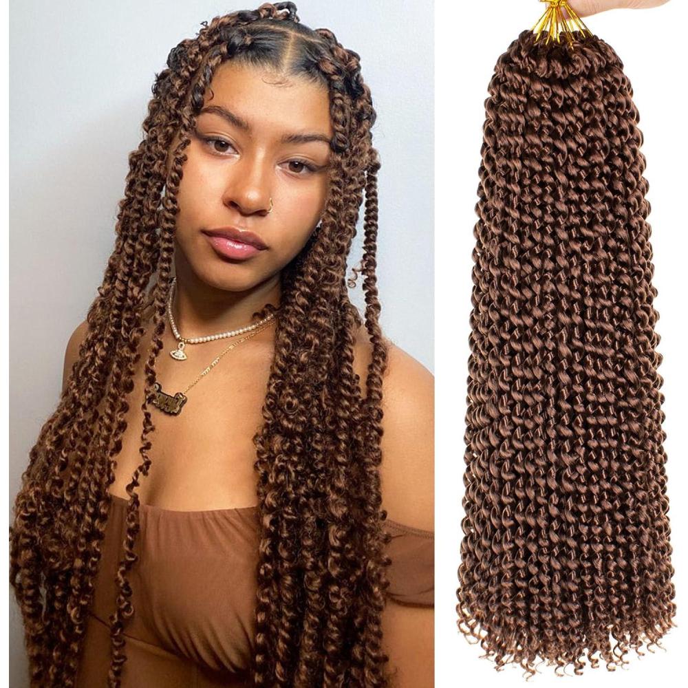 image:image7 Packs Water Wave Crochet Hair 24 Inch Passion Twist Hair Long Pre looped Bohemian Curly Braiding Hair Synthetic Hot Water Setting Braiding Hair Extensions for Women 2730