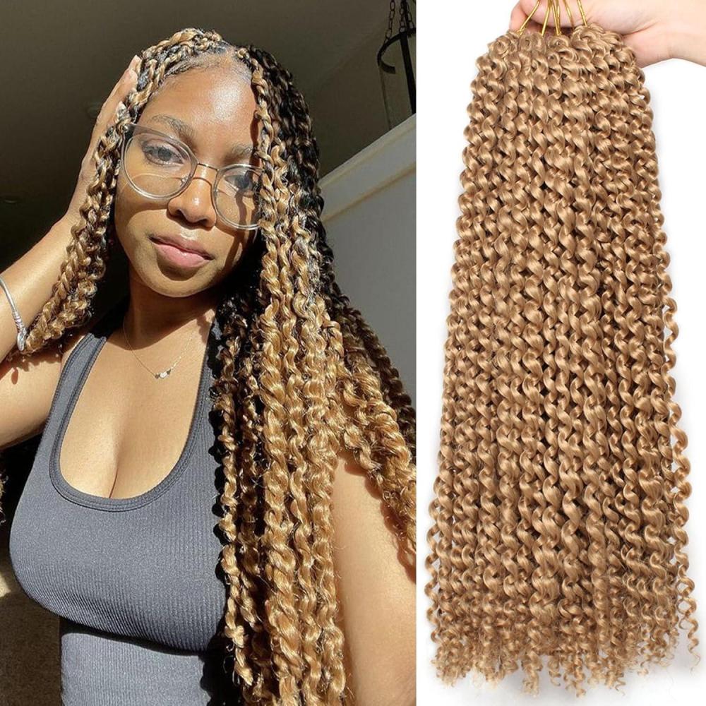 image:image7 Packs Water Wave Crochet Hair 24 Inch Passion Twist Hair Long Pre looped Bohemian Curly Braiding Hair Synthetic Hot Water Setting Braiding Hair Extensions for Women 2727
