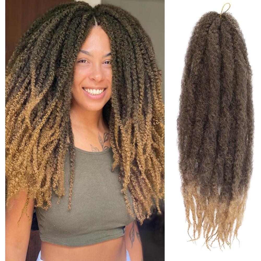 image:imageMarley Hair 14 Inch Marley Twist Hair For Twists 8 Packs Marley Braiding Springy Afro Kinky Curly Crochet Hair For Faux Locs14 Inch 8Packs 1BT27