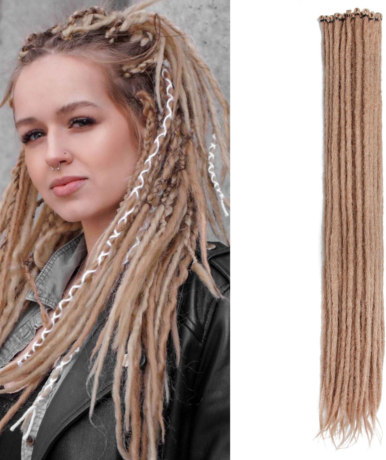 image:image20 Pouces 20 BrinsPaquet Extensions de Dreadlocks Synthtiques Minces 06 cm Cheveux Tresss au Crochet Dreads Douces Dreadlocks Une Extrmit Style Hippie Reggae HipHop Marron Fonc24