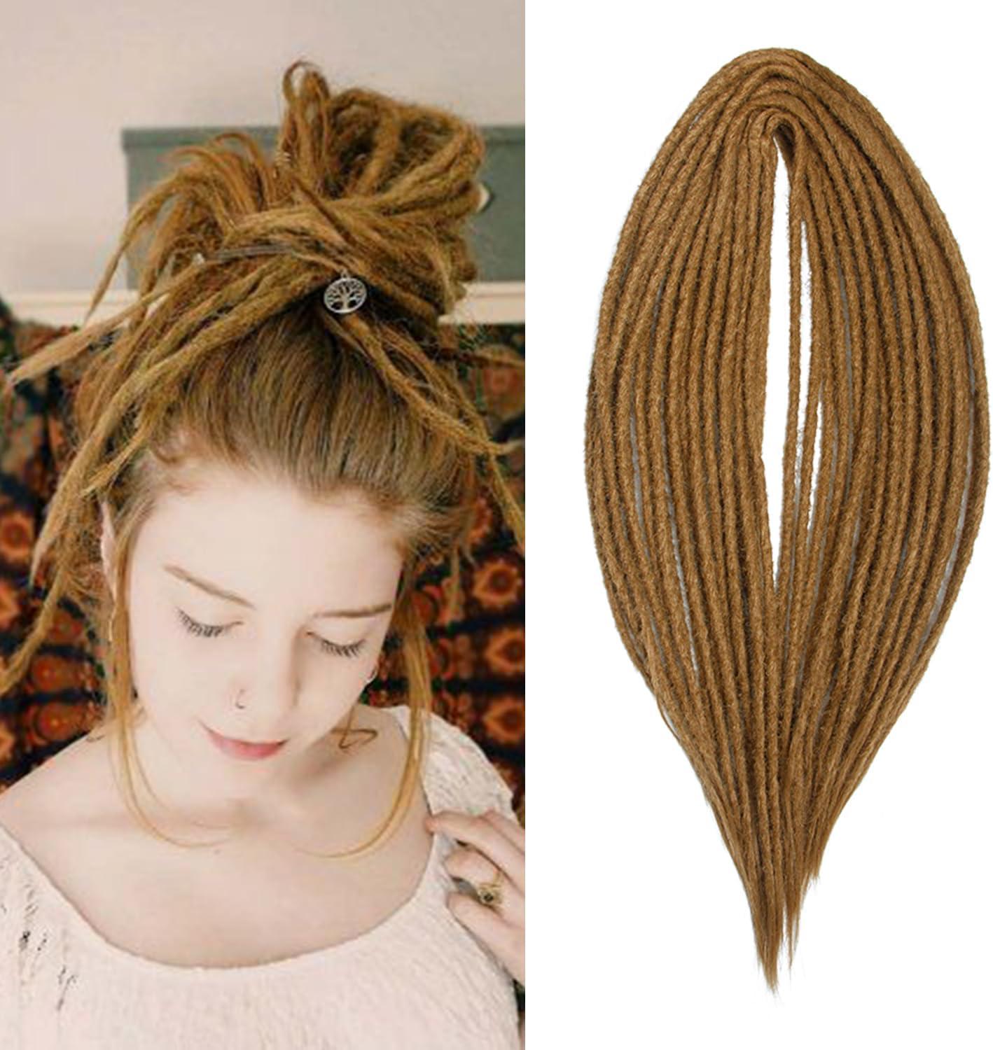 image:image20 Pouces 20 BrinsPaquet Extensions de Dreadlocks Synthtiques Minces 06 cm Cheveux Tresss au Crochet Dreads Douces Dreadlocks Une Extrmit Style Hippie Reggae HipHop Marron Fonc27