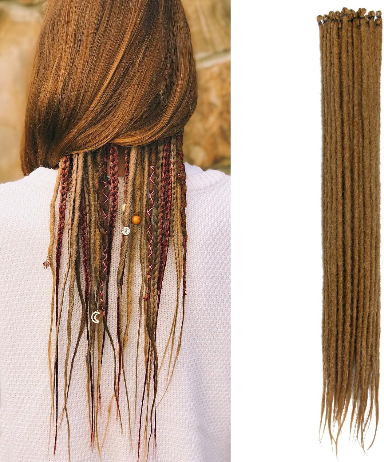 image:image20 Pouces 20 BrinsPaquet Extensions de Dreadlocks Synthtiques Minces 06 cm Cheveux Tresss au Crochet Dreads Douces Dreadlocks Une Extrmit Style Hippie Reggae HipHop Marron Fonc27