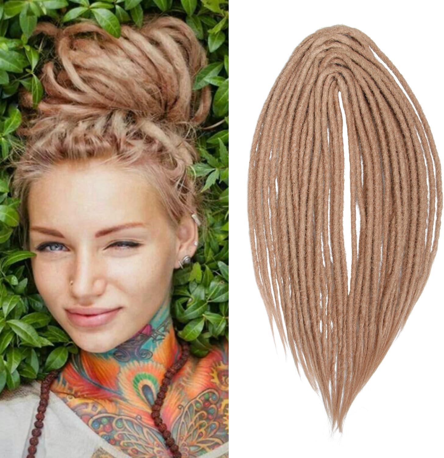 image:image20 Pouces 20 BrinsPaquet Extensions de Dreadlocks Synthtiques Minces 06 cm Cheveux Tresss au Crochet Dreads Douces Dreadlocks Une Extrmit Style Hippie Reggae HipHop Marron Fonc24