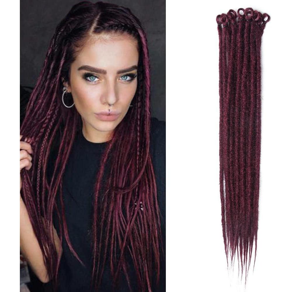 image:image20 Pouces 20 BrinsPaquet Extensions de Dreadlocks Synthtiques Minces 06 cm Cheveux Tresss au Crochet Dreads Douces Dreadlocks Une Extrmit Style Hippie Reggae HipHop Marron FoncBUG