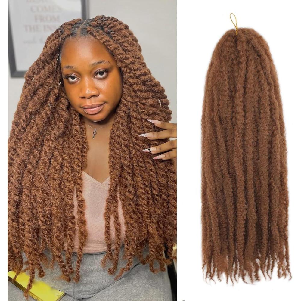image:imageEnbeautiful Marley Twist Hair 24 Inch 8packs Marley Twists Braiding Hair Long Cuban Twist Hair Pre Fluffed Afro Kinky Curly Twists Crochet Hair Synthetic Marley Braids Extensions1B30