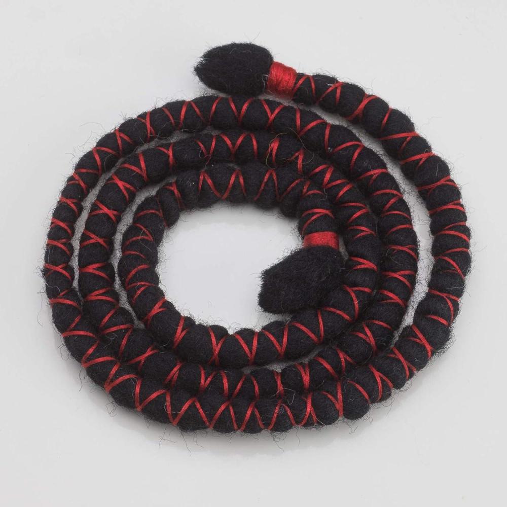 image:imageLiens de dread flexibles en spirale 30 cm noir avec fil rouge2 noir avec fil rouge