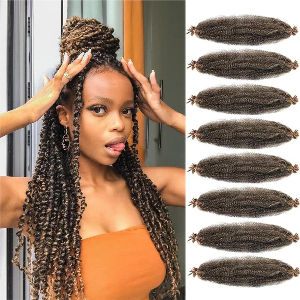 image:image24 Pouces Twist Hair 8 Packs Marley Springy Afro Extension for Crochet Braids Kinky Style 1BT1B27