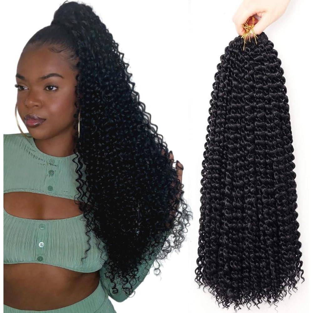image:imagePassion Twist Hair 7 Packs 18inch Water Wave Crochet Hair for Long Bohemian Hair Tressage YDDM Passion Extensions de cheveux synthtiques 1B 7 Packs18inch1
