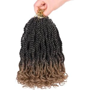 12 Poignées Wavy Sénégalais Crochet Cheveux 8 Paquets Prémêlés Passion Twist Cheveux Avec Boucles d&rsquo;Ends Syntétique Havana Twist Coiffure Extension pour Femmes et Enfants 1B#(T27#)