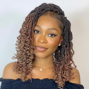 12 Poignées Wavy Sénégalais Crochet Cheveux 8 Paquets Prémêlés Passion Twist Cheveux Avec Boucles d&rsquo;Ends Syntétique Havana Twist Coiffure Extension pour Femmes et Enfants 1B#(1B3027#)