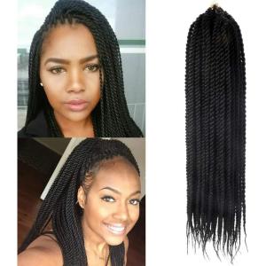 (6Packs, 45.7cm) Sénégalais Twist Crochet de Cheveux Extensions de Cheveux Tressés Synthétiques Petit Havana 2X Twist Braids Haute Température Fibre cheveux 30Stands / Pack (T30#)(1B (noir))