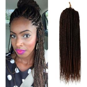 (6Packs, 45.7cm) Sénégalais Twist Crochet de Cheveux Extensions de Cheveux Tressés Synthétiques Petit Havana 2X Twist Braids Haute Température Fibre cheveux 30Stands / Pack (T30#)(T30#)