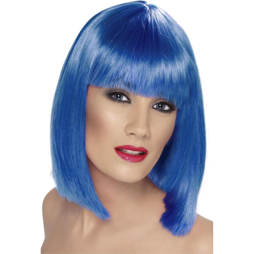 image:imageSmiffys Perruque glam lila cheveux courts dgrads avec frange HalloweenBleu
