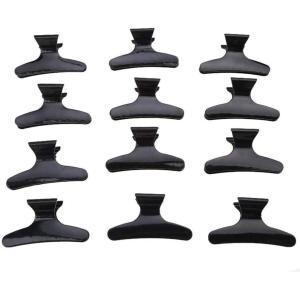 12pcs salon de coiffure clips papillon cheveux style section pinces coupe de cheveux grip noir durable et utile