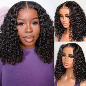 26 Pouces Deep Wave Perruque Femme Naturelle Brésilien Perruque Naturel Humaine Sans Colle Cheveux Humain bouclée 6X6 200% Densité Glueless HD Lace Wig Human Hair Pre Plucked Pre Cut No Glue(66cm)(4X4 Glueless Bob Wig)