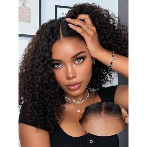 26 Pouces Deep Wave Perruque Femme Naturelle Brésilien Perruque Naturel Humaine Sans Colle Cheveux Humain bouclée 6X6 200% Densité Glueless HD Lace Wig Human Hair Pre Plucked Pre Cut No Glue(66cm)(Couleur naturelle Glueless Wig)