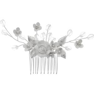 1 Pièces Pince À Cheveux De Mariage De Mariée En Cristal, Accessoires de mariée, Peigne de Cheveux de Mariée, Épingle à Fleur De Perle, Mariée Décorative Bandeau Fête de Mariage(Argent-2)