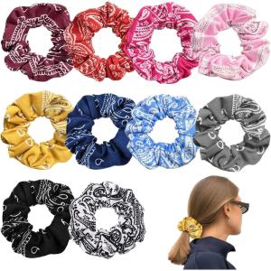 10 Pièces Paisley Bandeau Chouchous Cheveux pour Femmes Filles, Rétro Style Bandanas Boudin Cheveux Cheval Chignon Bandeau Colorés, Accessoire Coiffure pour Danse Fête Quotidienne(Multicolore)