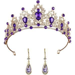 1 Bandeau Couronne En Strass, 1 Paire De Boucles D&rsquo;Oreilles En Strass, Accessoires Pour Cheveux De Filles, Boucles D&rsquo;Oreilles Pendantes, Bandeau Reine, Accessoires Vestimentaires De Fête